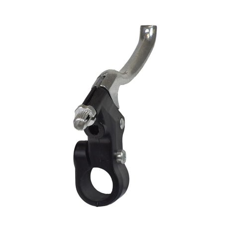 Brake Lever - Polished Aluminum (Right Side) with a black plastic body and built-in return spring, designed for right hand handlebars, shown without brake cable and wires.