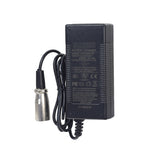 24 Volt 1.5 Amp XLR Battery Charger, featuring a black cable with a silver XLR connector, designed for scooters and electric power chairs with AGM lead batteries.