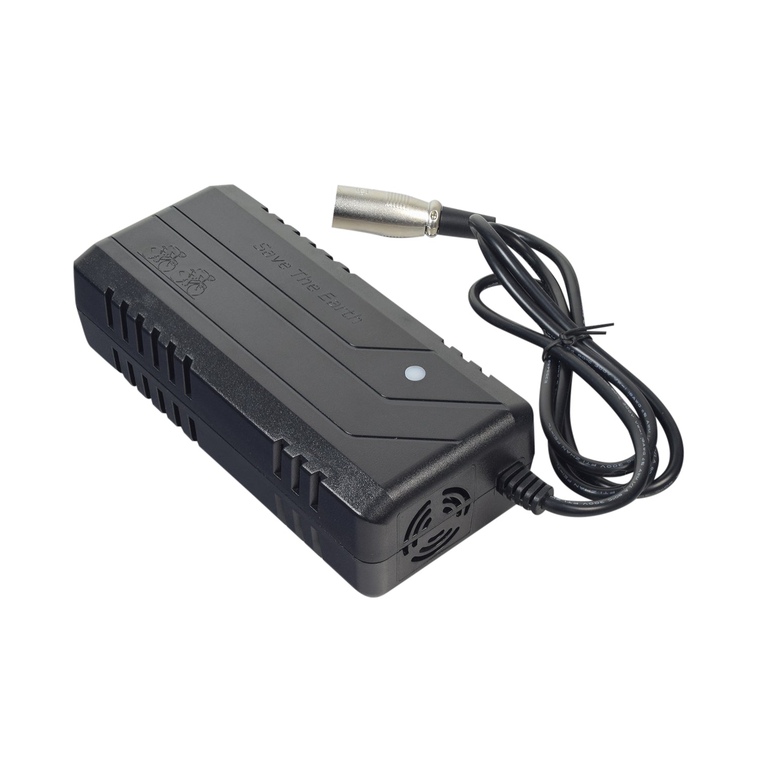 36 Volt 3.0 Amp XLR Lithium-ion HP1202L3 Battery Charger, featuring a rectangular black power supply with an attached cable, designed for fast recharging of 36-volt e-bike and scooter batteries.