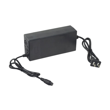 36 Volt Lithium Battery Charger with Mini 3-Prong Connector for TeamGee Electric Skateboards, featuring a compact black power supply and attached wires, designed exclusively for Li-ion battery packs.