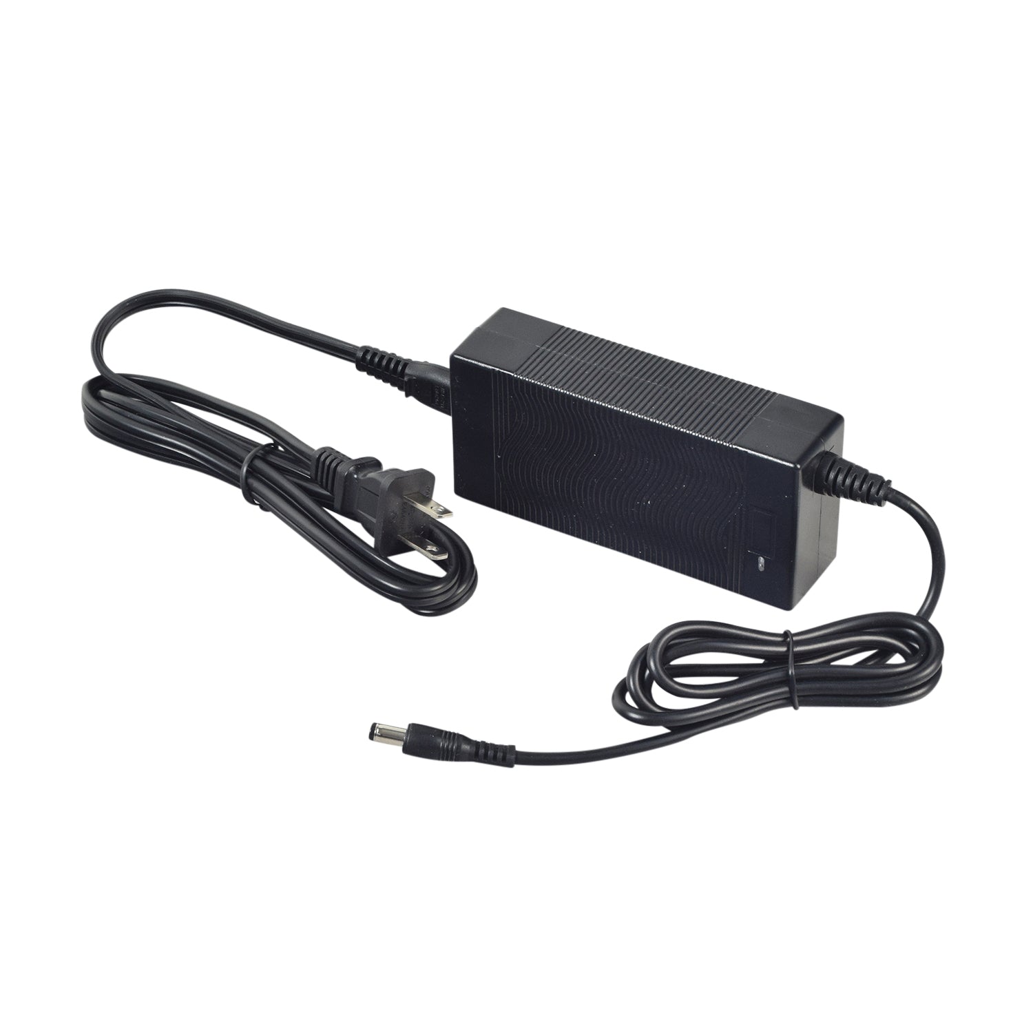 42 Volt Charger for Lithium Electric Scooters & E-Bikes, featuring a black power cord with a coaxial connector, optimized for various scooter models.