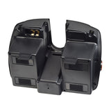 24 Volt Battery Box for the C.T.M. HS-1500 mobility scooter, featuring a black rectangular design with a red button, keyhole, and vent, designed for easy battery replacement and extended run time.