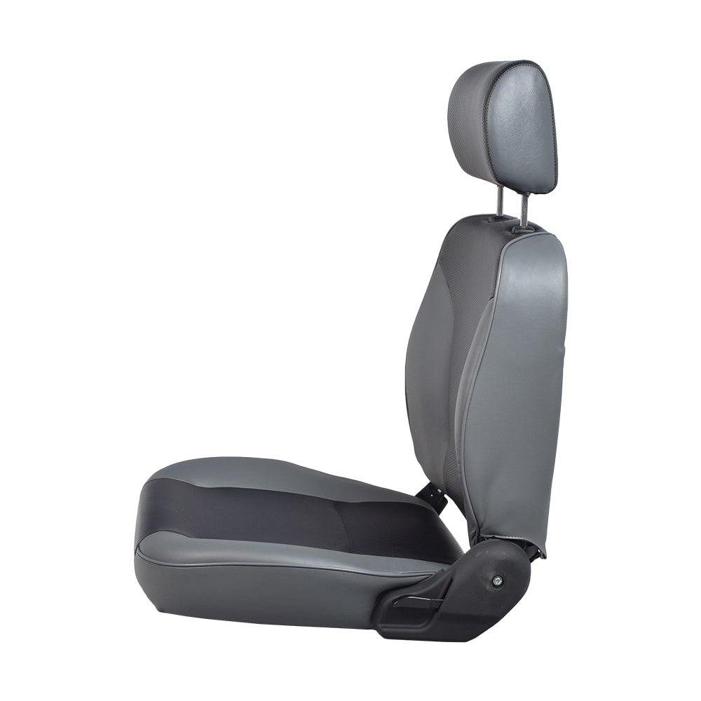 20 Seat Assembly with Headrest for the C.T.M. HS-580, featuring black and gray vinyl upholstery, visible headrest, and cushion details, ideal for replacing damaged or missing scooter seats.