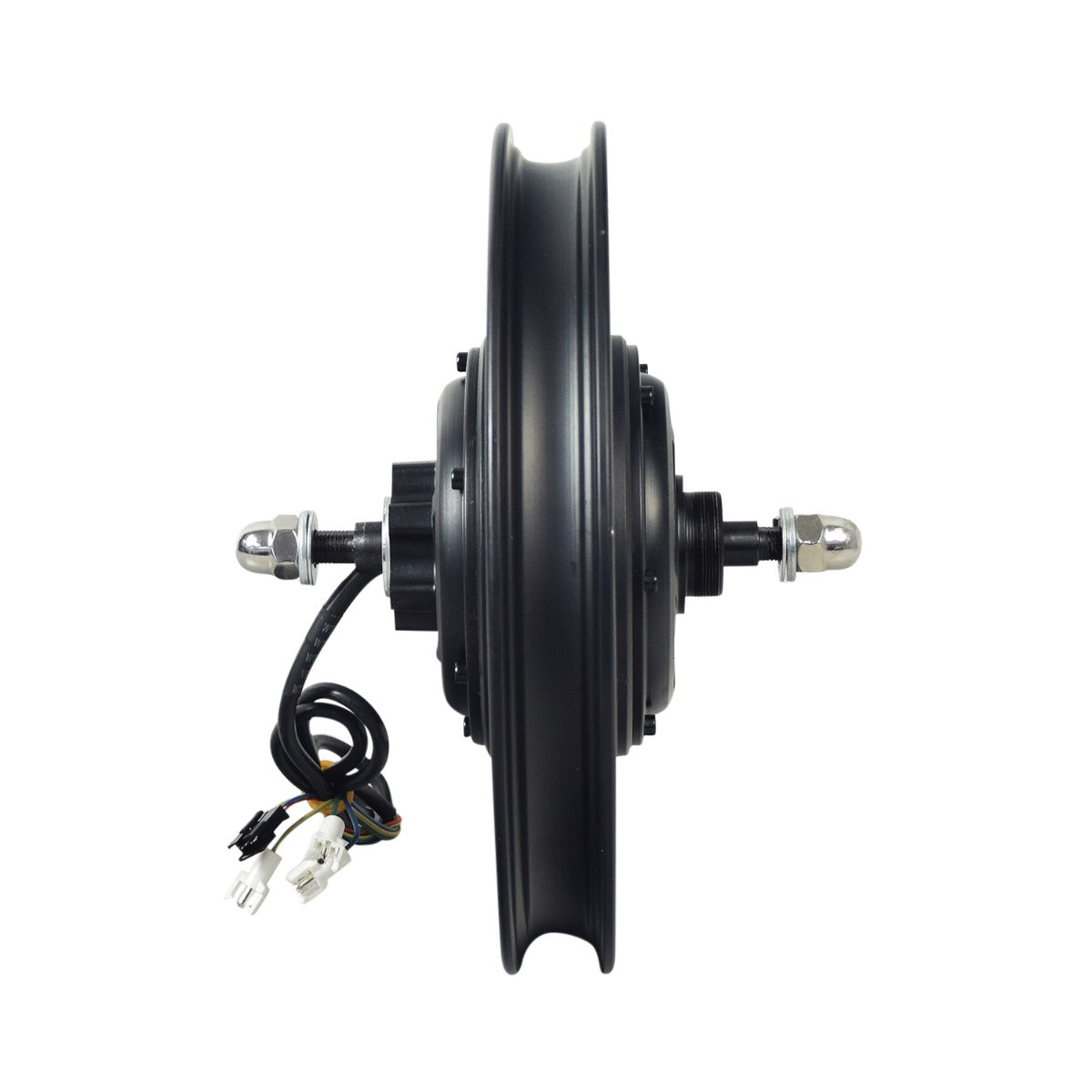 Rear Wheel Hub Motor for the Gyroor C3 Electric Bike, featuring a black wheel with integrated wires, 7-spoke red rim, axle, crown nuts, and an 8-wire harness.