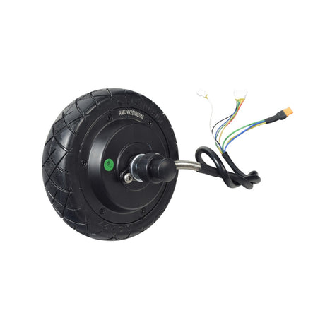 Hub Motor & Rear Wheel Assembly for the Hover-1 Comet Electric Scooter, featuring a 5.5x2 solid tire with wires and a low-siped street tread, designed for efficient city commuting.