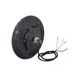 36 Volt Hub Motor & Rear Wheel Assembly for the Megawheels S10 Electric Scooter, showcasing a black tire with attached wires, axle, nuts, washers, and an 8-wire harness for easy replacement.