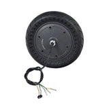 500 Watt Hub Motor & Front Wheel Assembly for the Hiboy® S2 Pro Electric Scooter, featuring a 10 solid rubber tire, visible wires, and connector cables, designed for optimal pavement performance.