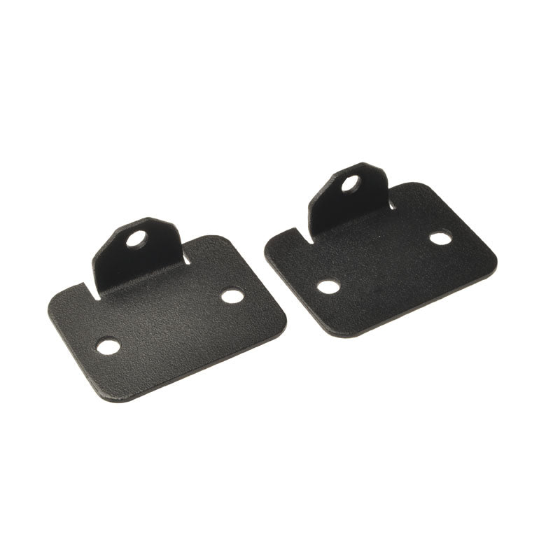 Calf Pad Backing Plate for Jazzy, Jet, and Quantum Power Chairs, featuring a pair of black metal brackets with pre-drilled holes for secure attachment, compatible with multiple models.