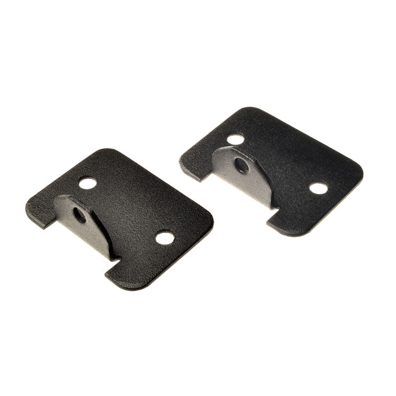 Calf Pad Backing Plate for Jazzy, Jet, and Quantum Power Chairs, featuring two black metal brackets with multiple holes for mounting, essential for retrofitting various power chair models.