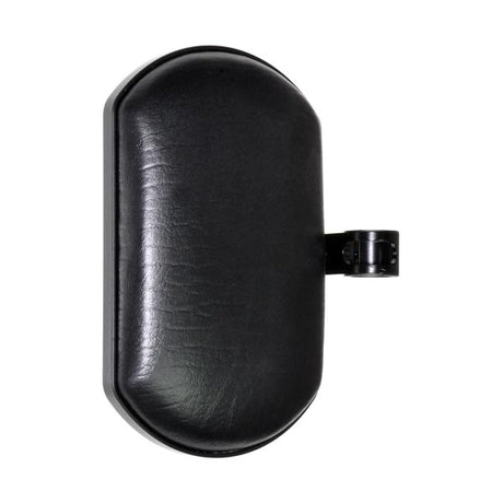 Calf Pad Assembly with Mounting Bracket for Jazzy and Jet Power Chairs, featuring a black leather case with a handle, compatible with various models and upholstered in easy-to-clean black vinyl.