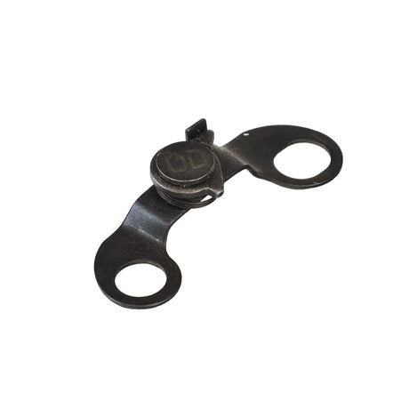 Camshaft Stopper Plate for 125cc GY6 QMI152/157 and 150cc GY6 QMJ152/157 Engines, depicted as a black metal tool with a round central component, designed for various scooters and ATVs.