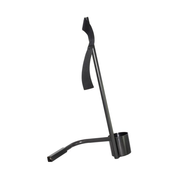 Cane Holder for Invacare Scooters and Power Chairs, featuring a durable steel tubing frame, a bottom cup, and a velcro strap for securing canes.