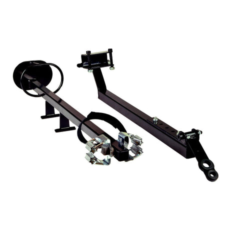 Cane & Crutch Holder Assembly for Jazzy Power Chairs with Limited Recline Seating, featuring a black metal stand with a round ring and screw, compatible with 115° Version 2 LTD seating.