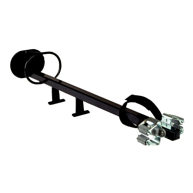 Cane & Crutch Holder Assembly for Jazzy Power Chairs with Limited Recline Seating, featuring a black metal bar with a black handle, designed specifically for 115° Version 2 LTD and Quantum series seats.