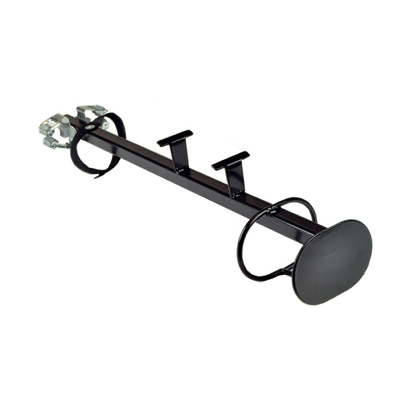 Cane & Crutch Holder Assembly for Jazzy Power Chairs with Limited Recline Seating, featuring a black metal structure with a round attachment and wheels, designed specifically for 115° Version 2 LTD seating.