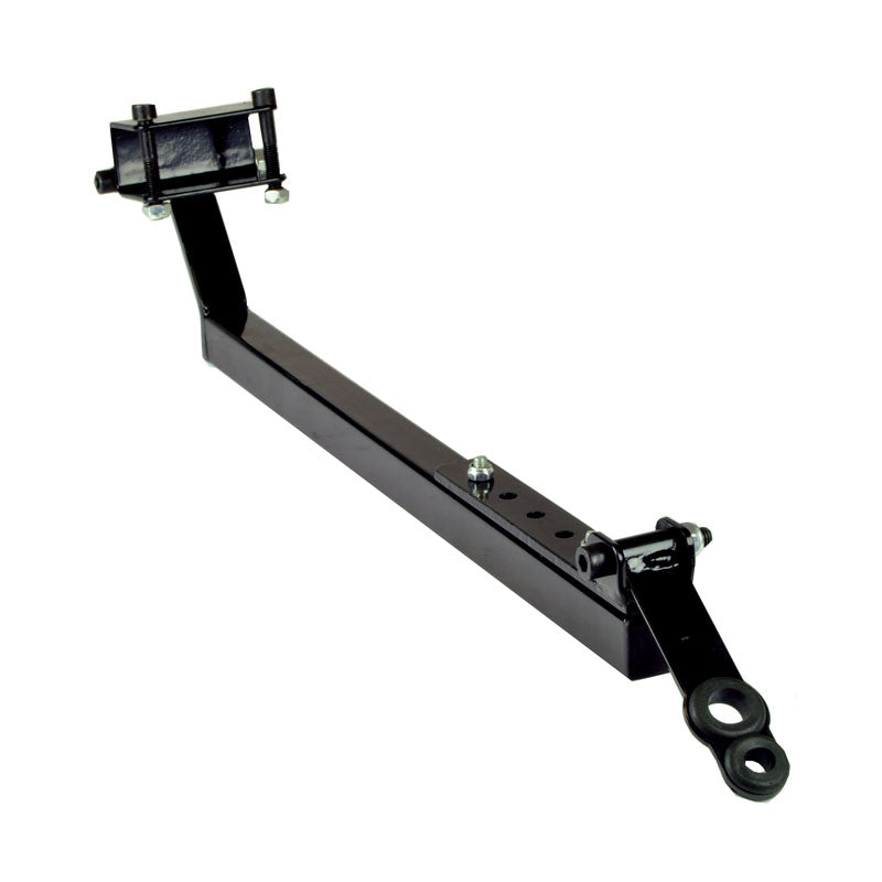 Cane & Crutch Holder Assembly for Jazzy Power Chairs with Limited Recline Seating, featuring a black metal structure with screws and holes, designed for compatibility with 115° Version 2 LTD seating and Quantum power chairs.