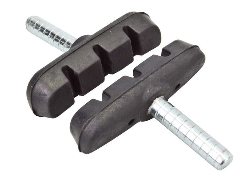 Cantilever Brake Pads with Threadless Post, designed for bicycles and scooters. The image shows a close-up of the black pads, highlighting their durable construction and compatibility with various two-wheeled vehicles.