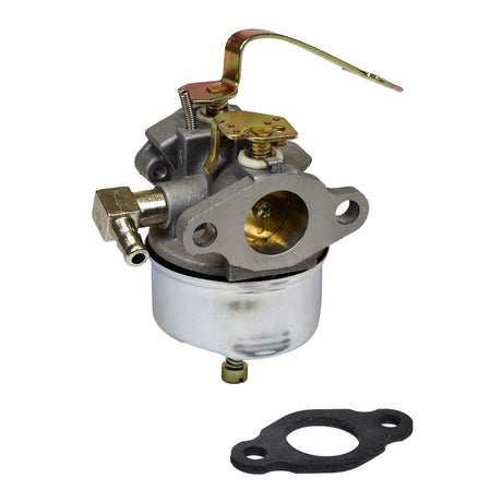 Carburetor 631921/632284 for Tecumseh H25, H30, & H35 Engines, featuring a metal body with a lever and an included gasket, visible close-up details of screws and connectors.