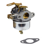 Carburetor 632113 for Tecumseh HS40 & HSSK40 Engines, featuring a metal cap and attached gasket, shown in close-up detail. Ideal for replacing OEM 632113 on snow blower engines.