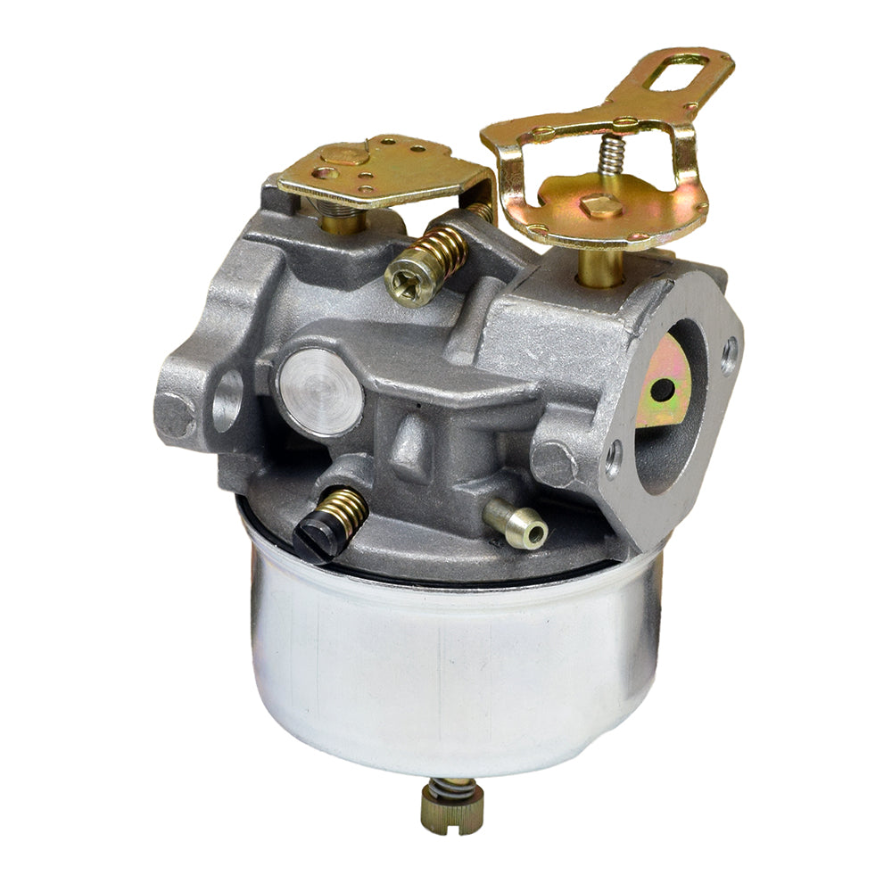 Carburetor 632113 for Tecumseh HS40 & HSSK40 Engines, featuring a metal cylinder, spring, and key components, suitable for snow blowers. Close-up view highlights intricate details and craftsmanship.