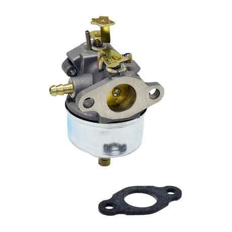 Carburetor 632230/632272 for 5HP & 6HP Tecumseh H30, H50, H60, HH60 Engines, shown with attached gasket and metal cylinder, suitable for roto-tillers, generators, and small engine applications.