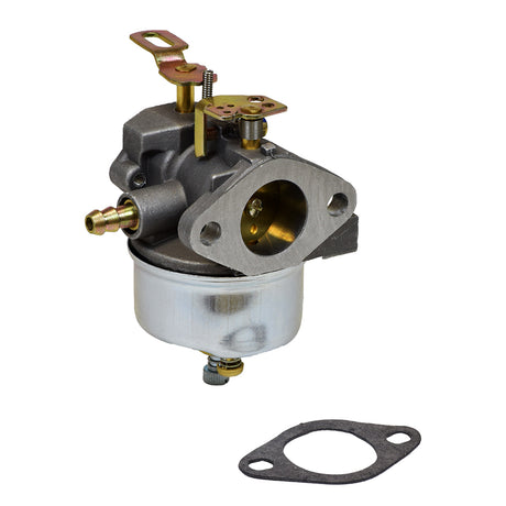 Carburetor 632370, 632334A for Tecumseh M70, HM80, HMSK80, HMSK90, HM100, and HMSK100 Engines, shown with included gasket and visible metal handle, ideal for small engine applications.