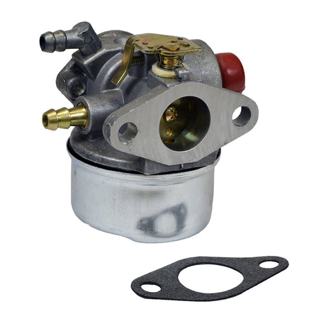 Carburetor 640025A for Tecumseh OHH55, OHH60, and OHH65 Engines, featuring a detailed metal body and an included gasket, ideal for small engine applications like go-karts and lawn mowers.