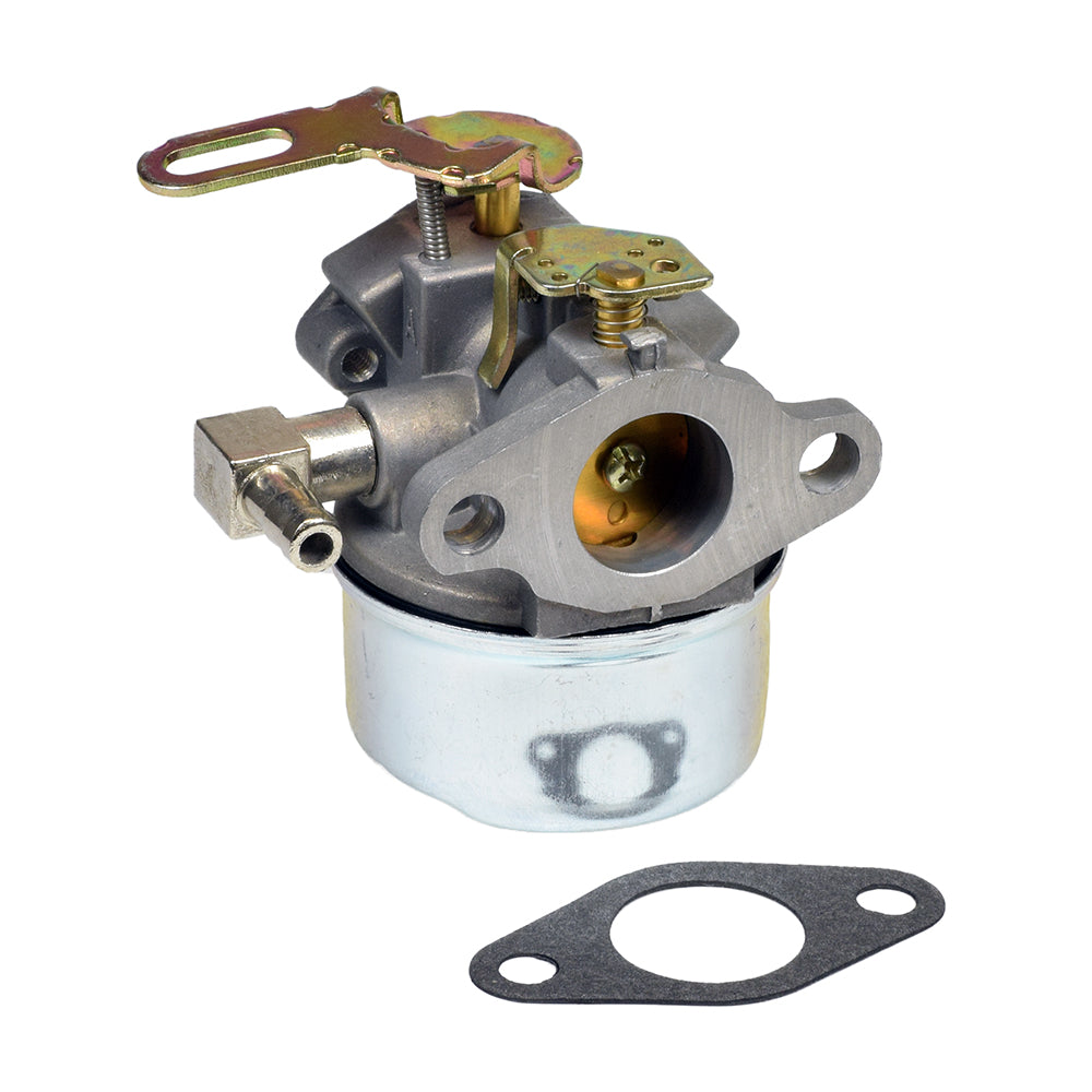 Carburetor 640084 / 632107 for Tecumseh HS50, HSSK40, HSSK50, HSSK55, LH195SA, and LH195SP Engines, featuring a metal cylinder, gasket, and screws, essential for snow blower engines.