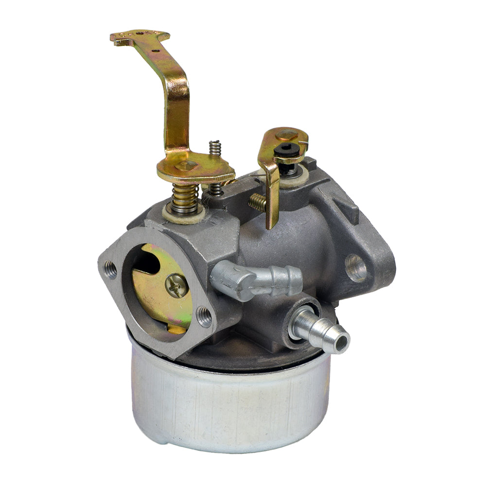 Carburetor 640260 for Tecumseh HM80, HM85, HM90, & HM100 Engines, featuring a close-up of the metal cylinder, mechanical parts, and attached screws.