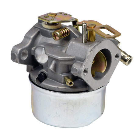 Carburetor 640298 for Tecumseh OH195SA & OHSK70 Engines, showcasing a metal cylinder, spring, and screw components. Ideal for snow blowers and small engine applications, includes gasket.