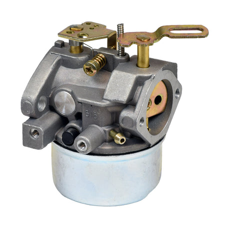 Carburetor 640349/640052/640054 for Tecumseh HMSK105, LH318SA, and LH358SA Engines, featuring metallic components, screws, and a cylindrical structure. Includes gasket, ideal for small engine applications like snow blowers.