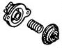 Drawing of a Carburetor Air Cut Valve Assembly for Honda Elite 250 (1989-1990 Models) (OEM), featuring a detailed depiction of a mechanical part with a coil spring component.