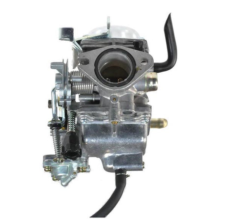 Close-up of the Carburetor for the Baja Phoenix 250 (PX250) motorcycle, highlighting intricate components and detailing essential for engine performance.