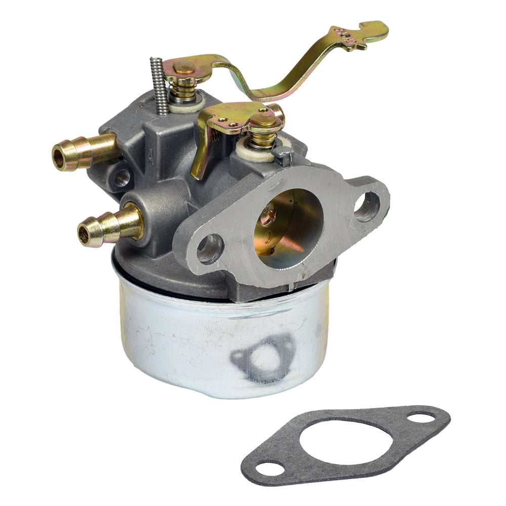 Carburetor 640305/640346 for Tecumseh Engines on Manco Dingo Go-Karts, showing a detailed view of the metal carburetor with a lever and a grey gasket included.