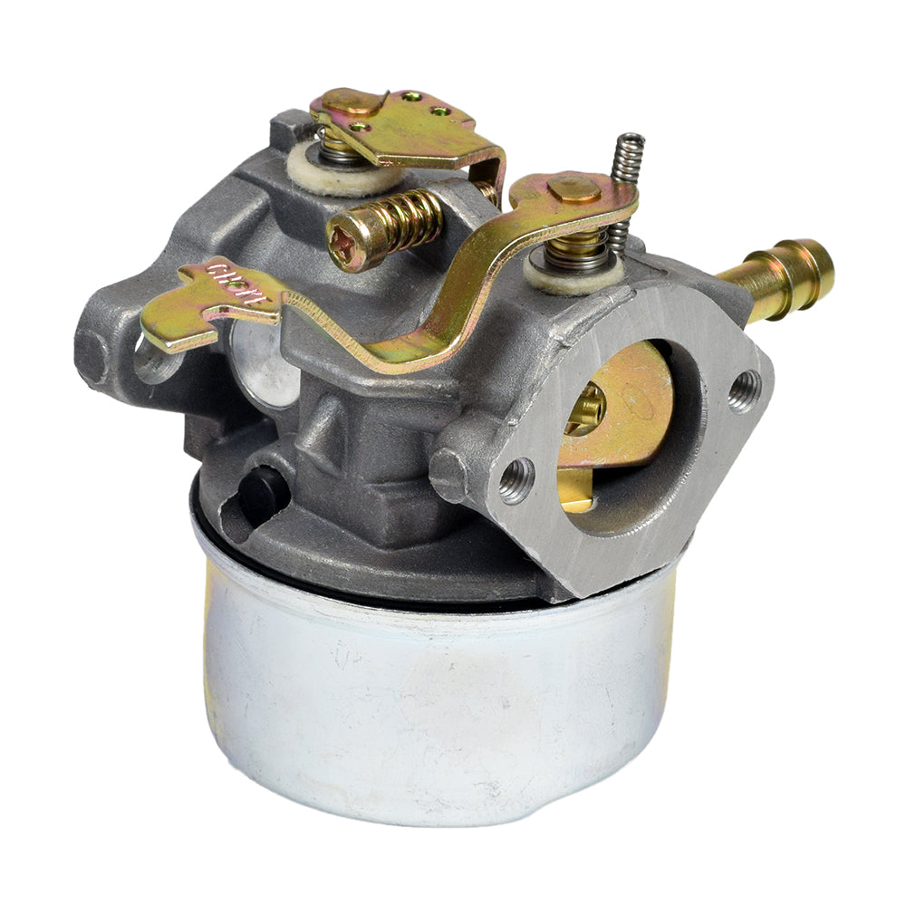 Carburetor 640305/640346 for Tecumseh Engines on Manco Dingo Go-Karts, showcasing intricate metal parts and a close-up of its machinery components with a gasket included.