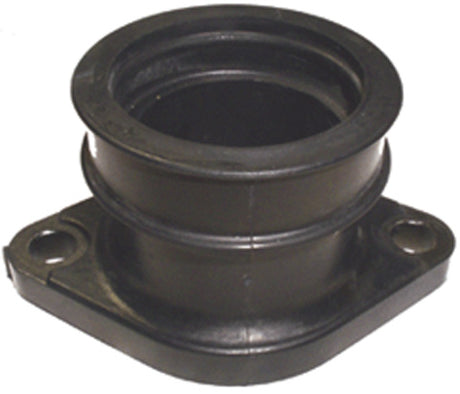 Carburetor Mounting Flange for 500cc Polaris Snowmobiles (2001-2006) showing a close-up of a black rubber pipe with multiple holes, designed to connect the carburetor to the engine's cylinder head.