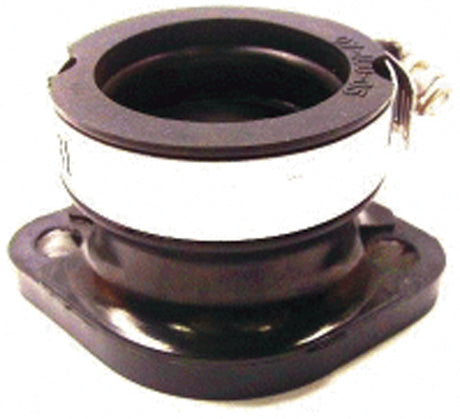 Carburetor Mounting Flange for Polaris Snowmobiles (1981-1992), featuring a close-up of a black ring-like structure with a white band, essential for connecting the carburetor to the engine cylinder head.