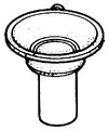 Carburetor Piston Vacuum for Honda Elite 250 (1989-1990 Models) (OEM) - Illustrated as a detailed black and white sketch of a funnel-like component, emphasizing its role in the carburetor system.