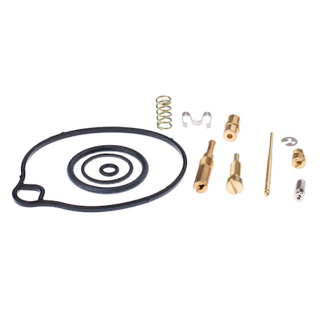 Carburetor Repair Kit for Honda Aero 80 (NH80) 1983-1984, featuring metal parts and black rubber rings essential for carburetor maintenance, including gaskets, jets, needles, and springs.