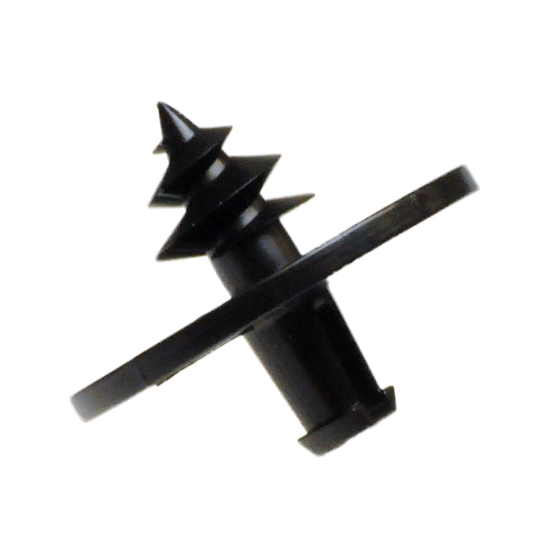 Carpet Anchor Pop-Pin for Golden Technologies Companion and Buzzaround Lite Scooters, a black plastic object with a round metal component, designed to secure scooter carpets efficiently.