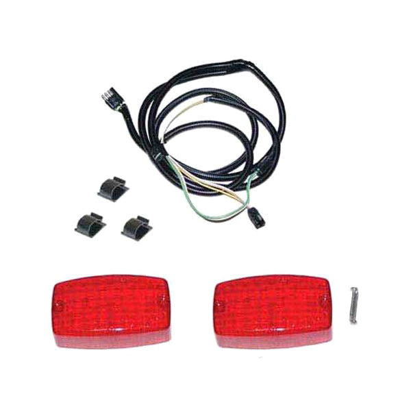 Carrier Tail Light Kit featuring two tail lights, black wires, connectors, and screws, designed for VersaHaul scooter and sport bike carriers.