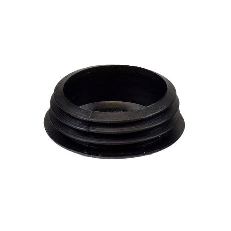 Caster Fork Dust Cover for Shoprider Power Chairs: A close-up of a black round object with a central hole, designed to protect the caster assembly's ball bearings and springs from dirt and moisture.