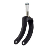 Caster Fork for the Invacare Transport Manual Wheelchair featuring a black handle with a silver metal end, designed for strength and durability, including a spacer and nut for installation.