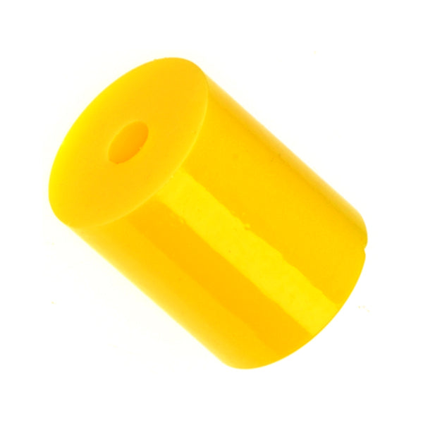 Caster Shock Fork Spring for the Invacare 3G Storm Series, a yellow polyurethane cylinder with a central hole, designed for smooth rides and safety in power chairs.