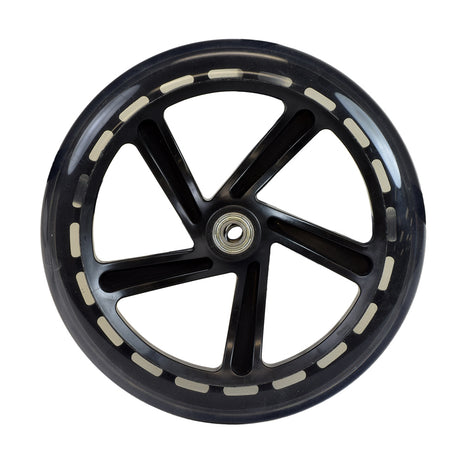 8 (200 mm) Caster Wheel Assembly for the Drive Medical DV8 Steerable Knee Walker, featuring a black wheel with a white rim and integrated spokes, suitable for front or rear placement.