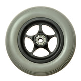 Caster Wheel for the Merits Travel-Ease Regal (P120) Power Chair, featuring a black rim and close-up of the wheel's ball bearing for an exact OEM replacement.