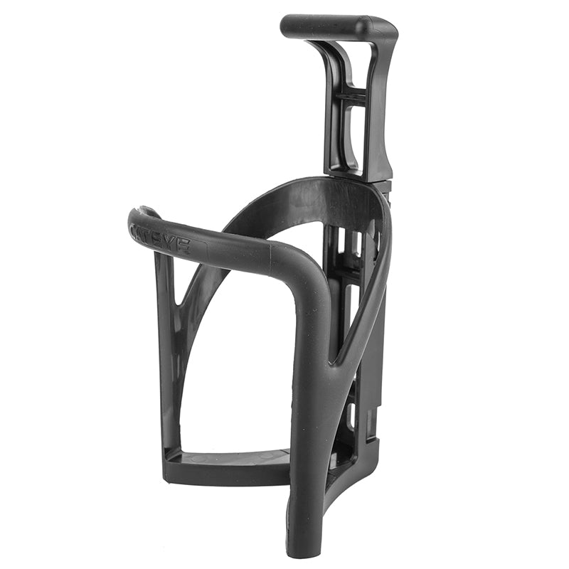 BC-100 Composite Bottle Cage made of rugged fiberglass and injection-molded polycarbonate, designed to securely hold a bottle on a bicycle.