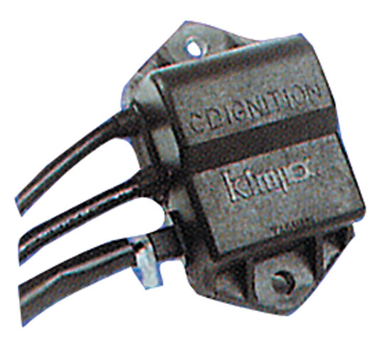 Close-up of a CDI Module for 340cc Polaris Snowmobiles (1988-2003) showing a black electronic device with cables and connectors, essential for snowmobile ignition systems.