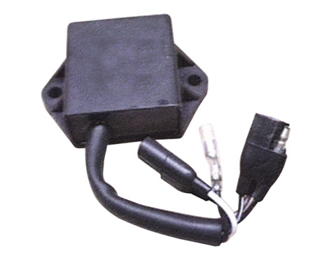 CDI Module for Arctic Cat Snowmobiles (1976-1979) featuring a black electronic device with visible wires and connectors, designed as an exact electrical replacement for the original module.