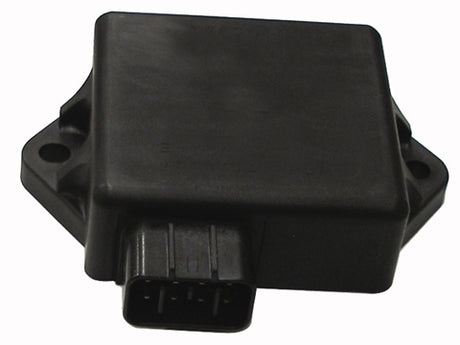 CDI Module for Polaris Indy Trail and Indy Sport Snowmobiles (1999-2003), featuring a black electronic device with a wire and plug, essential for precise ignition system replacements.